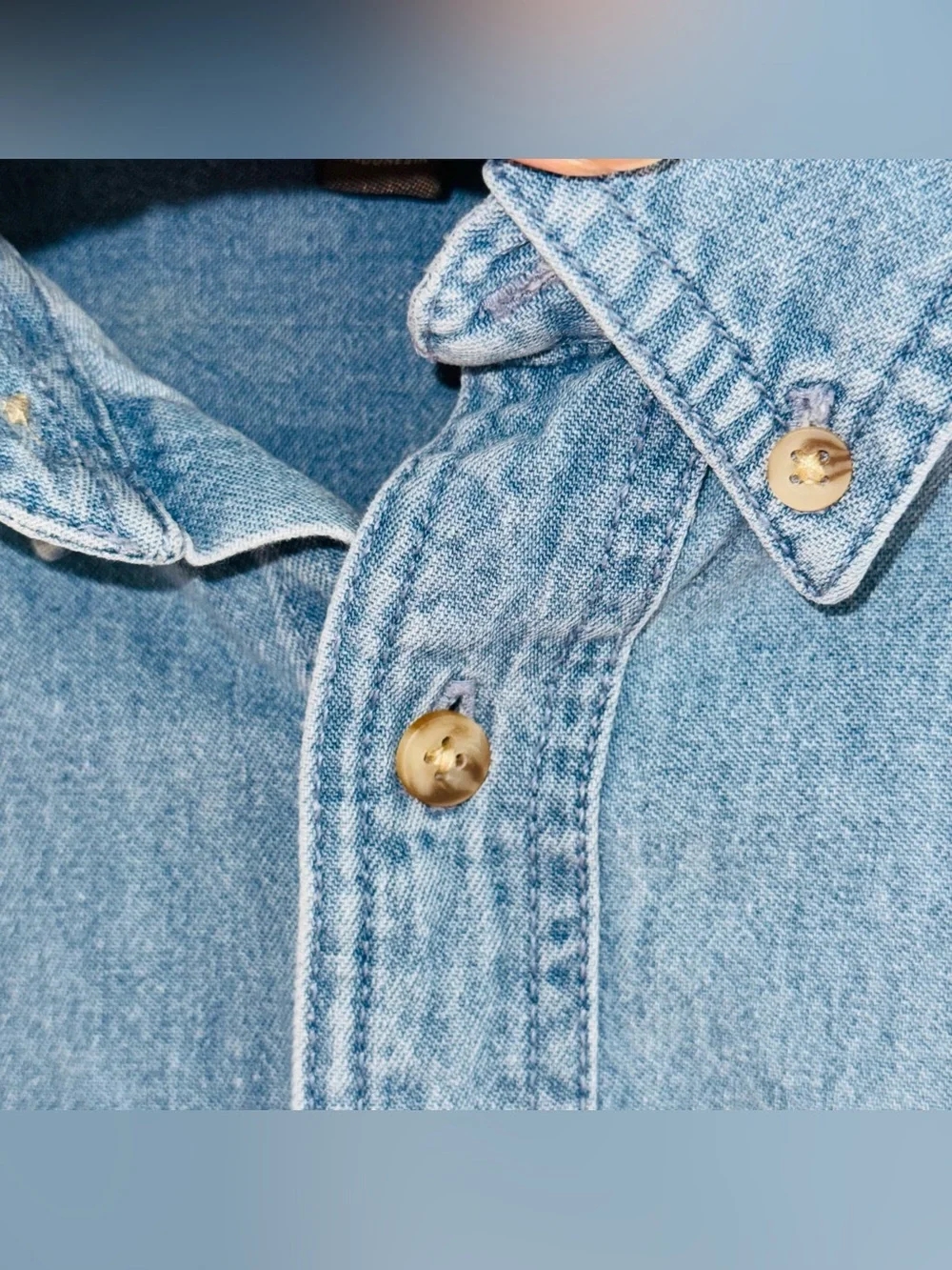 Croft & Barrow Men's Medium Denim Shirt Blue Long Sleeve 100% Cotton Button Down - Picture 7 of 10